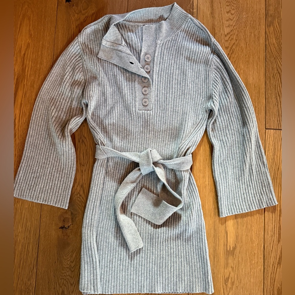 Marissa Webb Collective Gray Henley Dress with Belt - Picture 2 of 3
